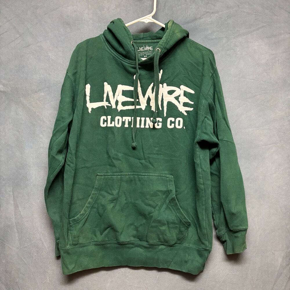 Live Wire Clothing Green Hoodie Pullover Grunge Streetwear Medium READ BELOW!